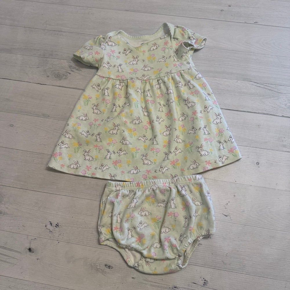 Little me baby‎ girls bunny rabbit spring dress with matching bloomers 9 months